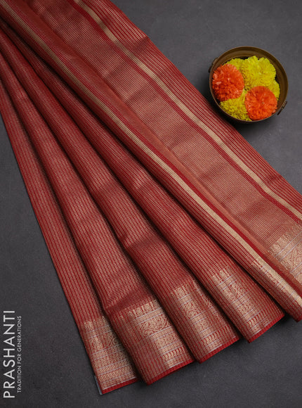 Banarasi silk cotton saree maroon with allover small zari woven border and zari woven border