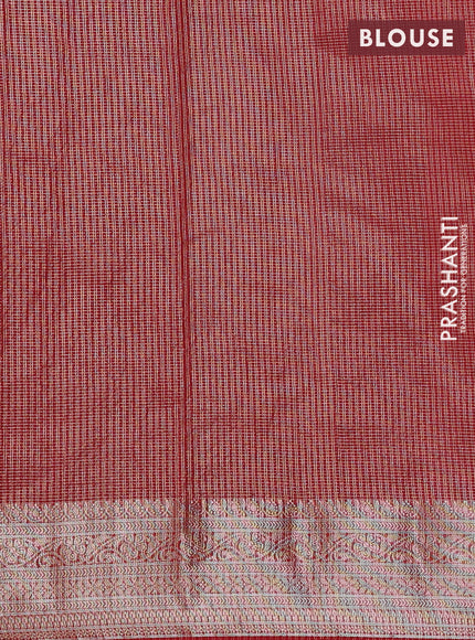 Banarasi silk cotton saree maroon with allover small zari woven border and zari woven border