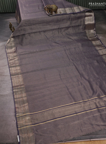 Banarasi silk cotton saree navy blue with allover small zari woven border and zari woven border