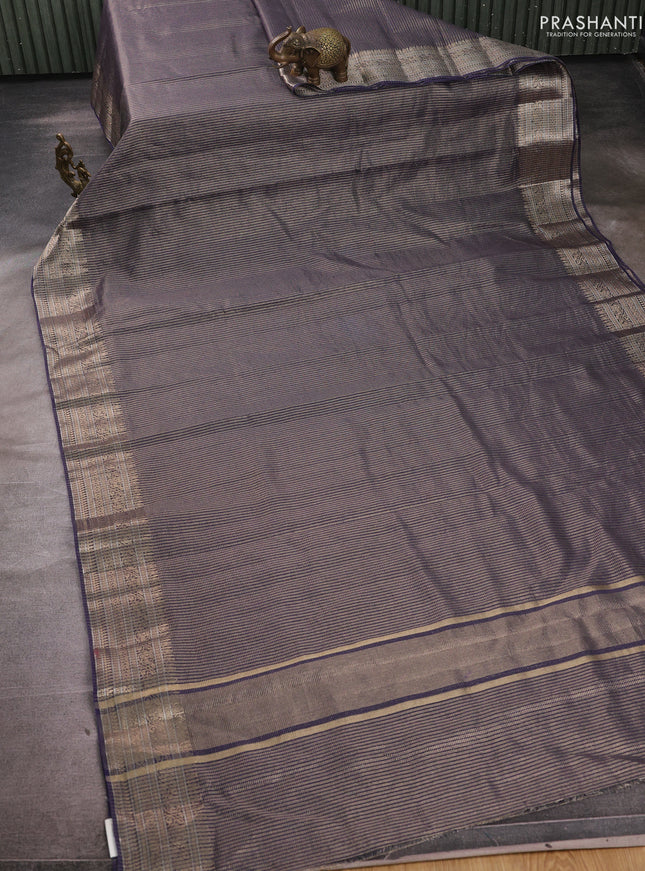 Banarasi silk cotton saree navy blue with allover small zari woven border and zari woven border