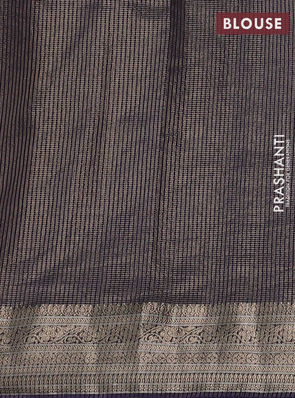 Banarasi silk cotton saree navy blue with allover small zari woven border and zari woven border
