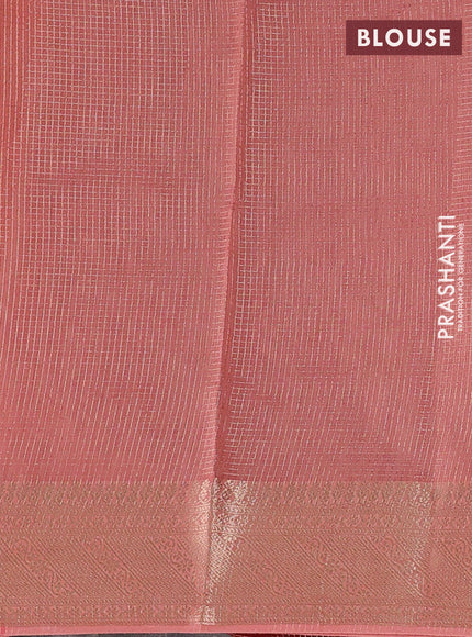 Banarasi silk cotton saree maroon and peach shade with allover small zari checked pattern and zari woven border