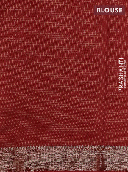 Banarasi silk cotton saree pastel maroon and rust shade with allover small zari checked pattern and woven border