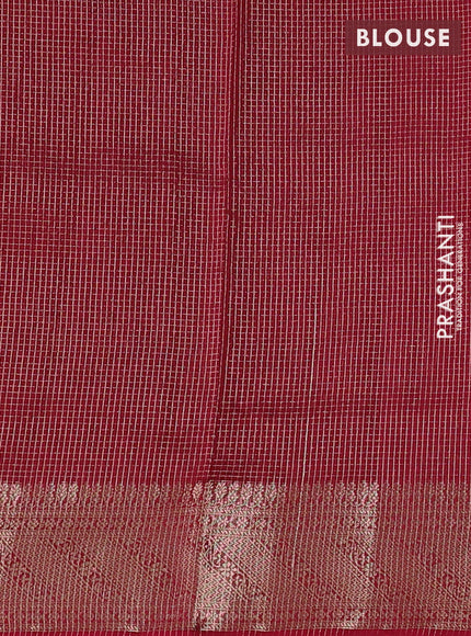 Banarasi silk cotton saree pink with allover small zari checked pattern and zari woven border