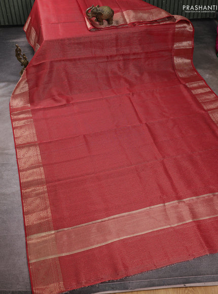 Banarasi silk cotton saree maroon with allover small zari checked pattern and zari woven border