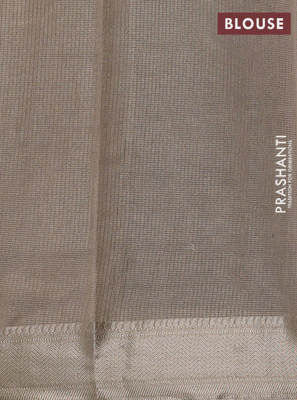 Banarasi silk cotton saree coffee brown and beige with allover small zari woven border and zari woven border