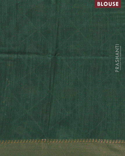 Munga tussar silk saree green with allover patola prints and zari woven border