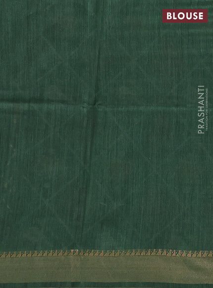 Munga tussar silk saree green with allover patola prints and zari woven border