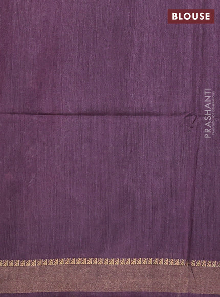 Munga tussar silk saree purple with allover patola prints and zari woven border