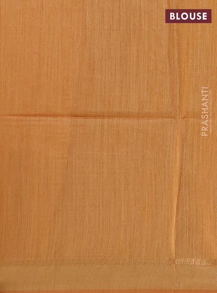 Munga tussar silk saree mustard yellow with allover patola prints and zari woven border