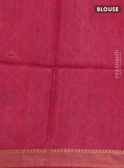 Munga tussar silk saree pink with allover patola prints and zari woven border