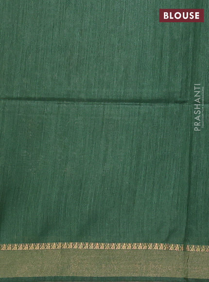 Munga tussar silk saree green with allover prints and zari woven border