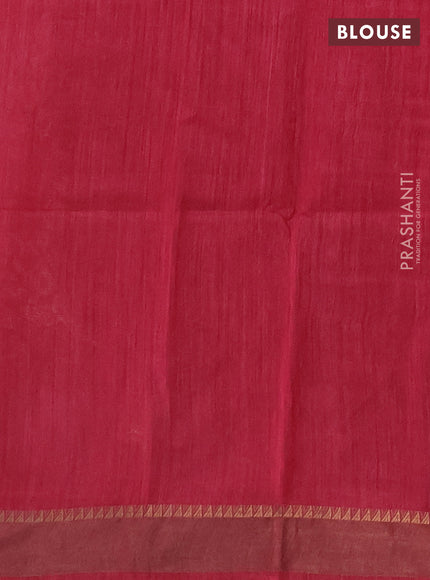 Munga tussar silk saree pink and peacock blue with allover ajrakh prints and zari woven border