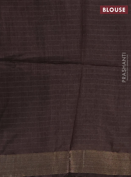 Munga tussar silk saree coffee brown with allover ajrakh prints and zari woven border