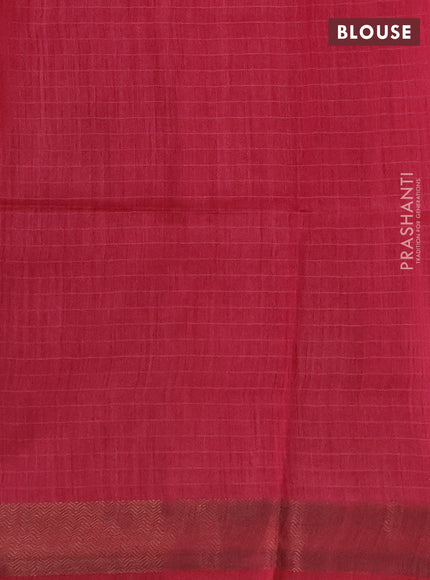 Munga tussar silk saree pink with allover ajrakh prints and zari woven border