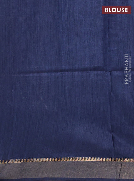 Munga tussar silk saree navy blue with allover ikat prints and zari woven border