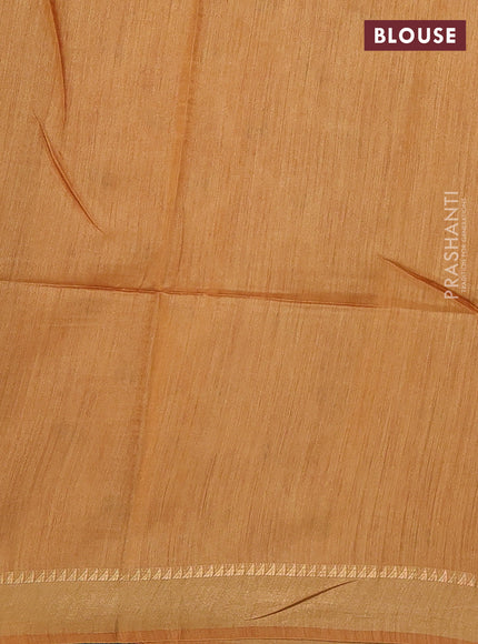 Munga tussar silk saree mustard yellow with allover ikat prints and zari woven border