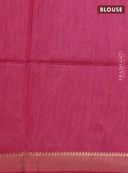 Munga tussar silk saree pink with allover ikat prints and zari woven border