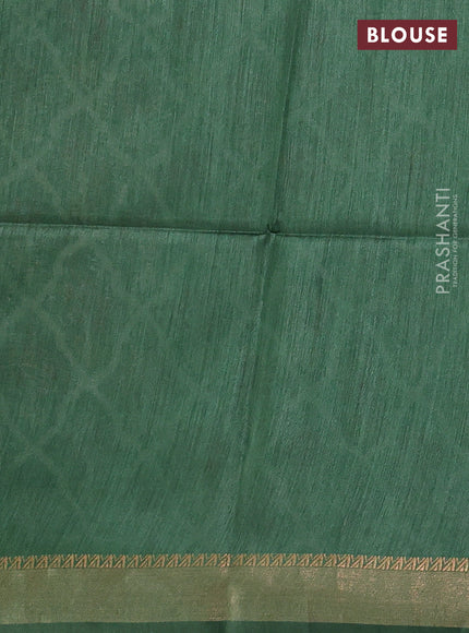 Munga tussar silk saree green with allover ikat prints and zari woven border