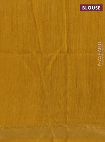 Munga tussar silk saree mustard yellow and beige with allover butta prints and zari woven border