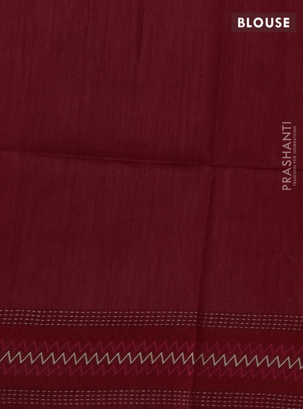 Munga tussar silk saree pink with allover ikat prints and kantha work border