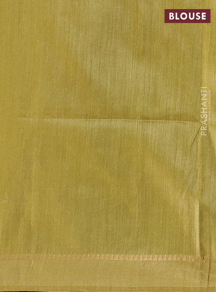 Munga tussar silk saree mustard green with allover ikat prints and zari woven border