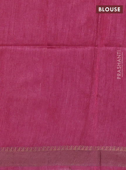 Munga tussar silk saree navy blue and wine shade with allover ikat prints and zari woven border