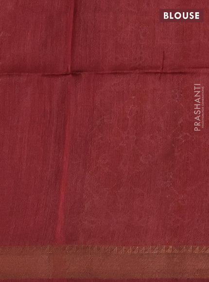 Munga tussar silk saree dark mustard and maroon with allover ikat prints and zari woven border