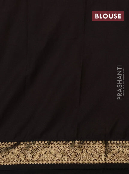 Semi kanchipuram silk saree teal green and coffee brown with zari woven buttas and small zari woven border