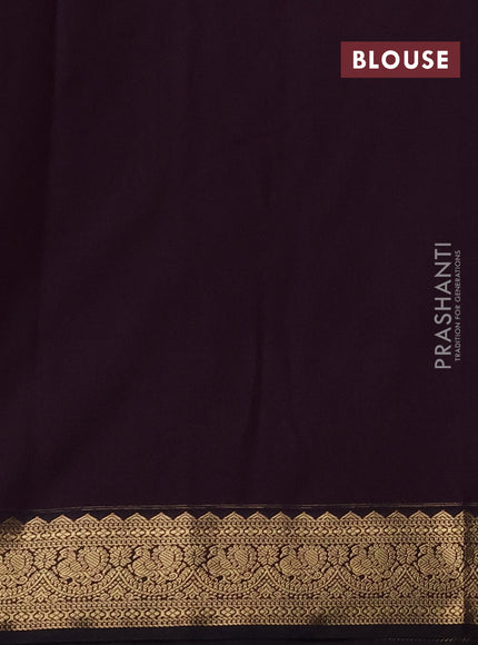 Semi kanchipuram silk saree pastel pink and deep purple with allover small zari checks & buttas and temple design zari woven border