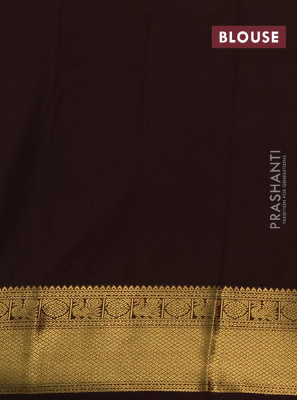 Semi kanchipuram silk saree dual shade of pinkish orange and coffee brown with allover small zari checks & buttas and zari woven korvai border