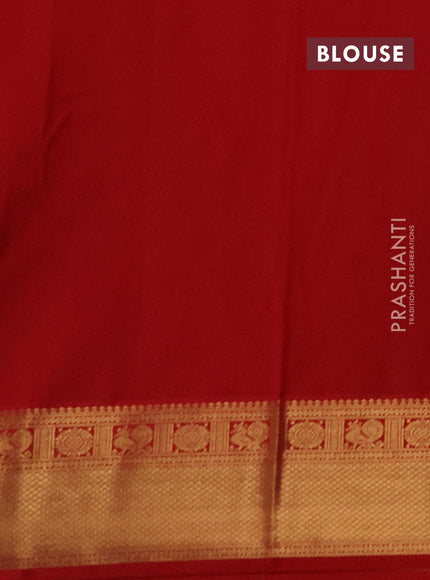 Semi kanchipuram silk saree blue and red with allover small zari checks & buttas and zari woven korvai border