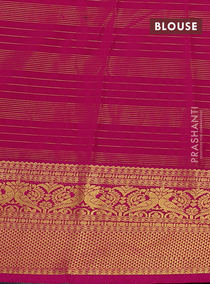 Semi kanchipuram silk saree bottle green and pink with allover zari weaves & buttas and zari woven korvai border