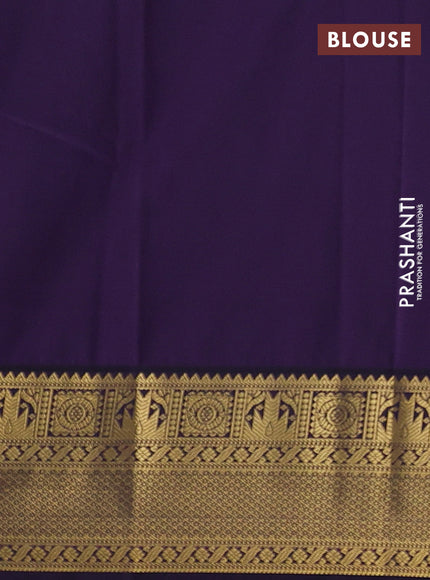 Semi kanchipuram silk saree maroon and jamun with allover zari checks & buttas and zari woven korvai border