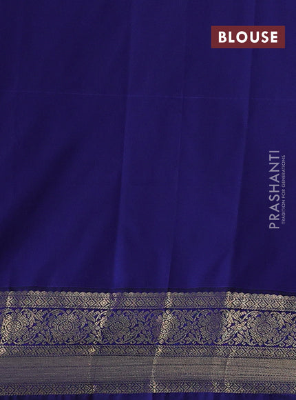 Semi kanchipuram silk saree teal green and navy blue with allover zari checks & buttas and zari woven border