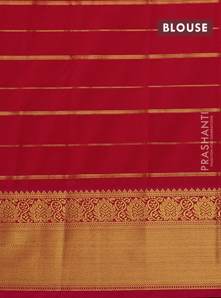 Semi kanchipuram silk saree yellow and pink with allover zari checks & buttas and temple design zari woven border