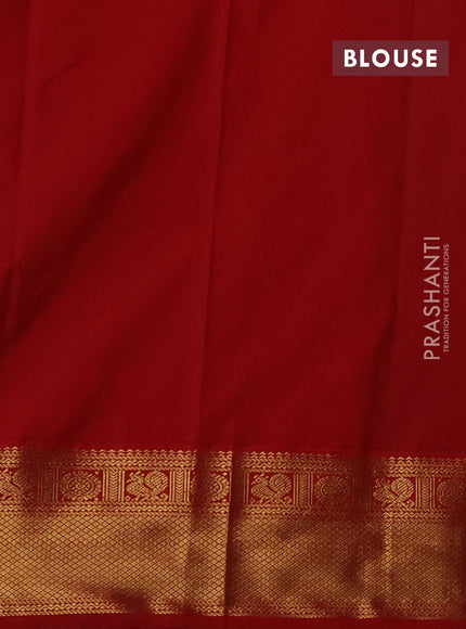 Semi kanchipuram silk saree light blue and red with allover small zari checks & buttas and zari woven border