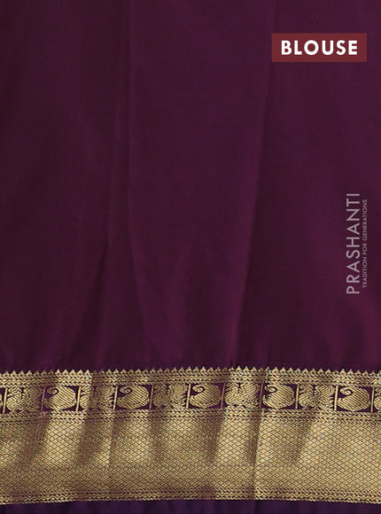 Semi kanchipuram silk saree orange and purple with allover zari checks & paisley buttas and zari woven border