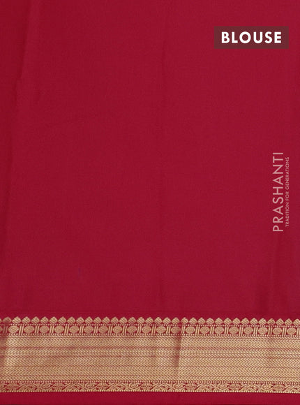Semi kanchipuram silk saree wine shade and pink with allover zari stripes & buttas and zari woven border