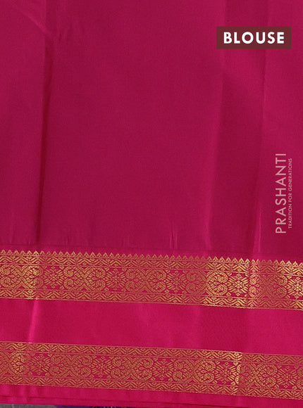 Semi kanchipuram silk saree purple and pink with allover zari weaves & buttas and rettapet zari woven border
