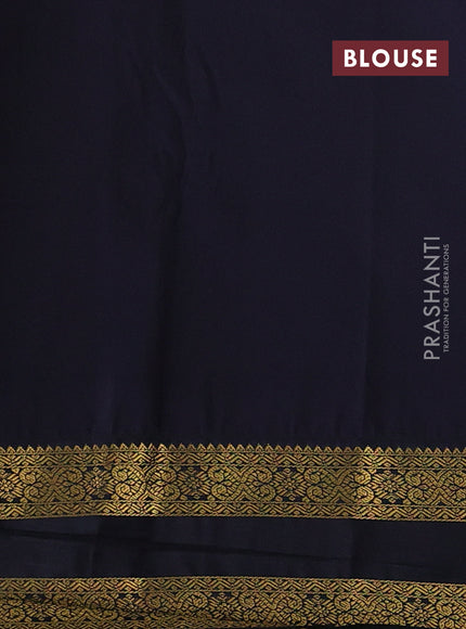 Semi kanchipuram silk saree pink and deep navy blue with allover zari weaves & buttas and rettapet zari woven border