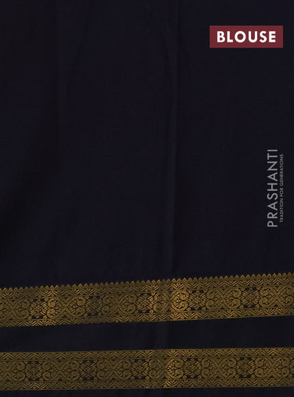 Semi kanchipuram silk saree red and black with allover zari weaves & buttas and rettapet zari woven border