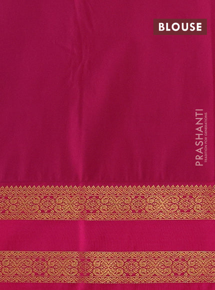 Semi kanchipuram silk saree navy blue and pink with allover zari weaves & buttas and rettapet zari woven border