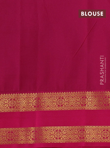 Semi kanchipuram silk saree bottle green and pink with allover zari weaves & buttas and rettapet zari woven border