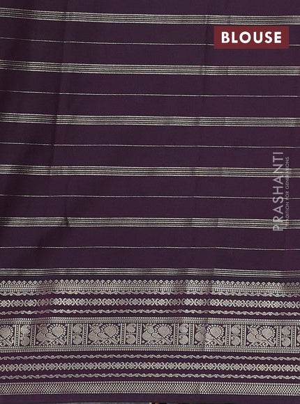 Semi kanchipuram silk saree dark pink and deep purple with allover zari weaves & buttas and zari woven border