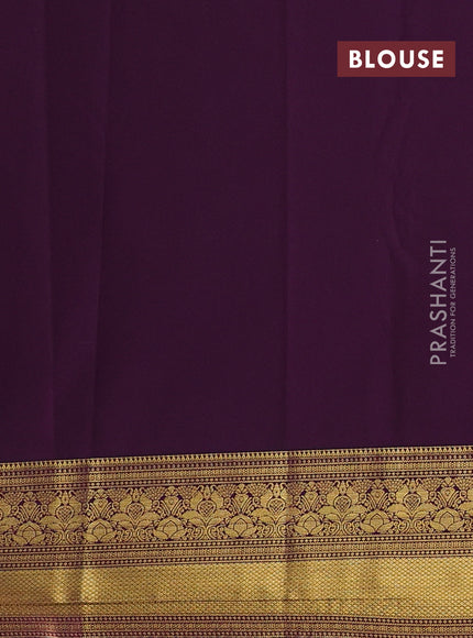 Semi kanchipuram silk saree wine shade with allover zari weaves & buttas and zari woven border