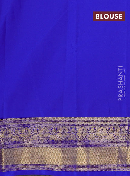Semi kanchipuram silk saree royal blue with allover zari weaves & buttas and zari woven border