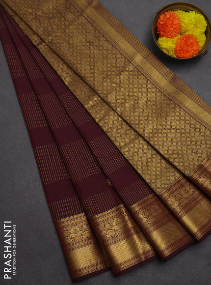 Semi kanchipuram silk saree deep maroon with allover zari weaves & buttas and zari woven border