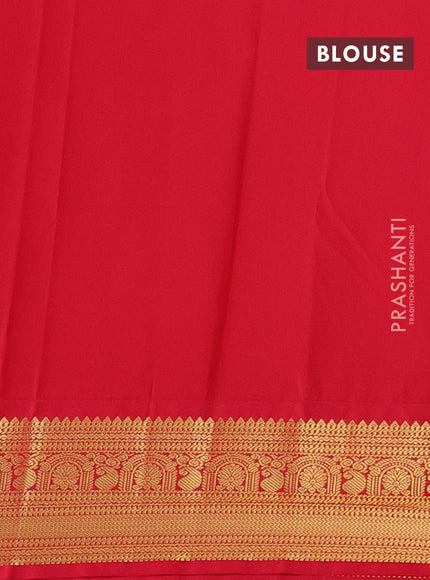 Semi kanchipuram silk saree purple and red with allover zari woven buttas and temple design zari woven border