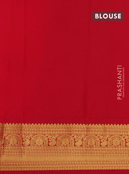 Semi kanchipuram silk saree lotus pink and red with allover zari woven buttas and temple design zari woven border